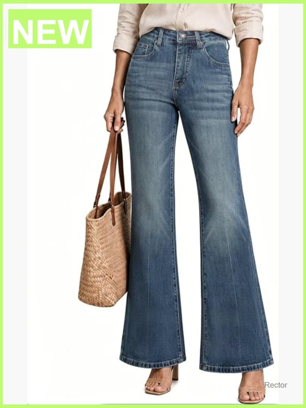 High Waisted Bell Bottom Jeans Wide Leg Flare Stretch Denim